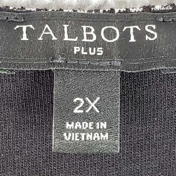 Talbots Shirt Women's Plus Size 2X Polka Dot Plaid LS Popover Black Cotton - Picture 5 of 7